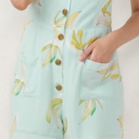LC LAUREN CONRAD Romper Green Oahu Sunrise Banana Beach Cruise Size Medium - Picture 3 of 7